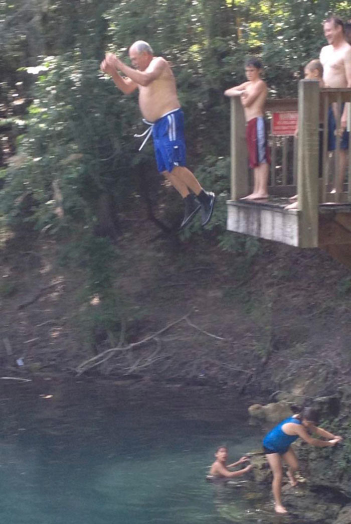 My 80 Year Old Grandpa Jumping Into A Lake