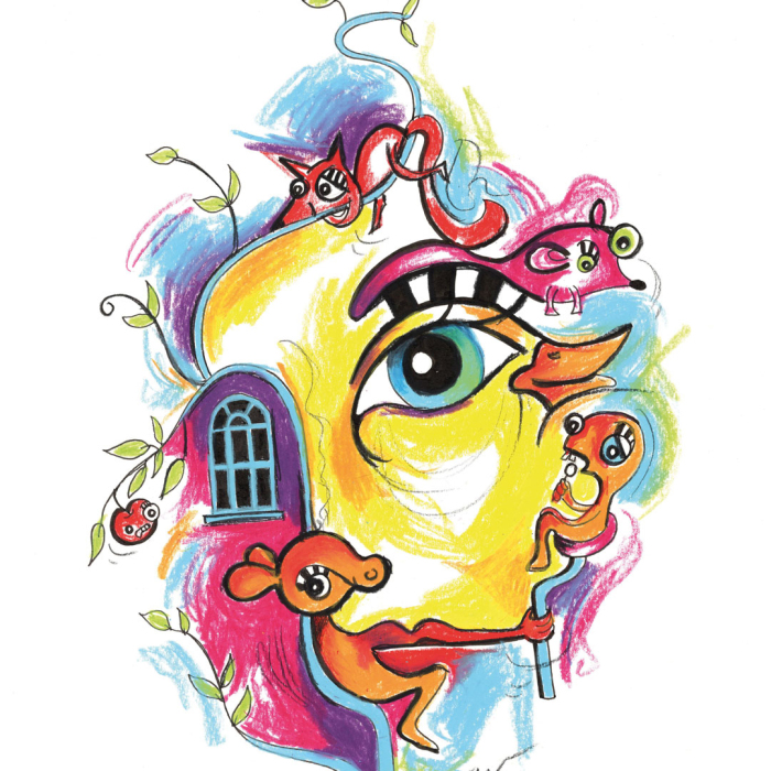 I Paint Faces Made Up Of Weird Creatures By Using Wax Pastels (9 Pics)