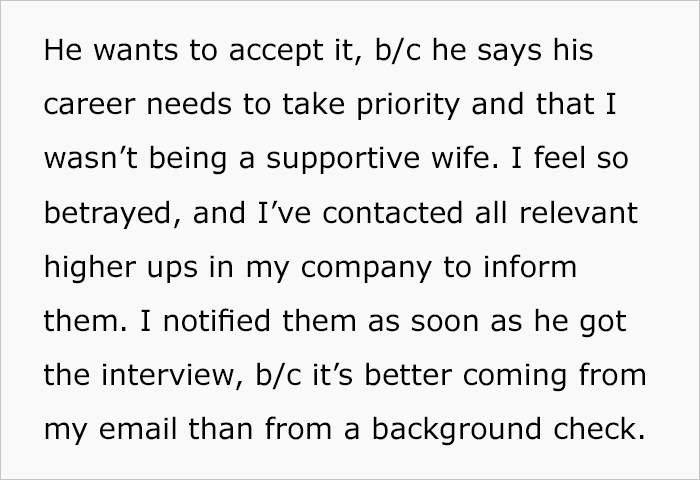 Wife Asks Her Husband To Turn Down “Dream Job” For The Sake Of Her Career, Or She’ll Divorce Him Wife Asks Her Husband To Turn Down “Dream Job” For The Sake Of Her Career, Or She’ll Divorce Him