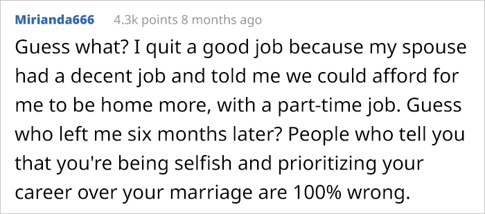 Wife Asks Her Husband To Turn Down “Dream Job” For The Sake Of Her Career, Or She’ll Divorce Him Wife Asks Her Husband To Turn Down “Dream Job” For The Sake Of Her Career, Or She’ll Divorce Him