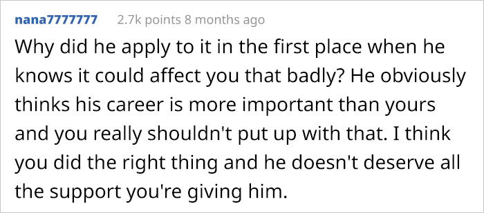 Wife Asks Her Husband To Turn Down “Dream Job” For The Sake Of Her Career, Or She’ll Divorce Him