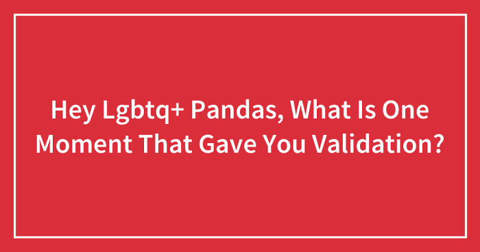 Hey Lgbtq+ Pandas, What Is One Moment That Gave You Validation? (Closed)