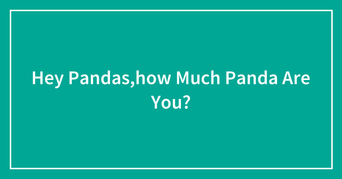 Hey Pandas,how Much Panda Are You?