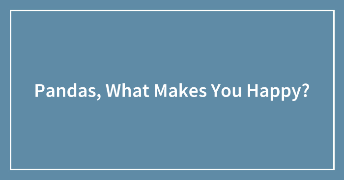 Pandas, What Makes You Happy? (Closed)