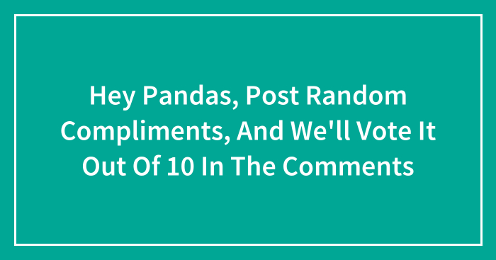 Hey Pandas, Post Random Compliments, And We’ll Vote It Out Of 10 In The Comments (Closed)