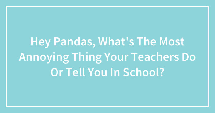 Hey Pandas, What’s The Most Annoying Thing Your Teachers Do Or Tell You In School? (Closed)