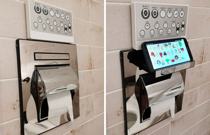Seen In A Hotel In South Korea. There's A Retractable Phone Holder Underneath The Buttons