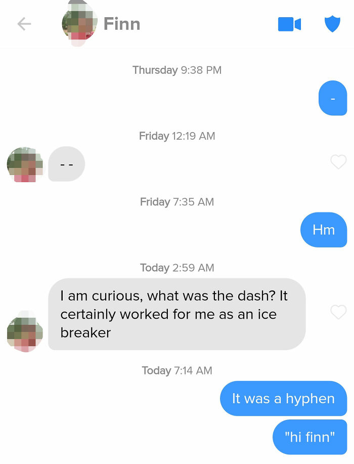 Tinder chat screenshot of people exchanging funny messages 