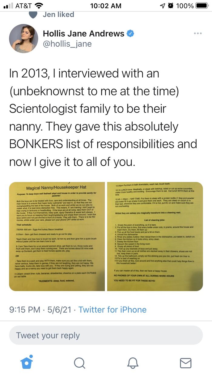 Woman Gets Crazy List Of Nanny Requirements