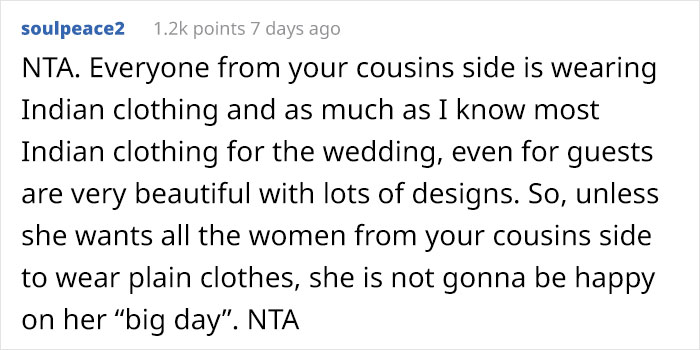 Bride Is Upset The Groom's Teen Cousin Will Upstage Her By Wearing A Traditional Indian Outfit To Their Wedding Bride Is Upset The Groom's Teen Cousin Will Upstage Her By Wearing A Traditional Indian Outfit To Their Wedding