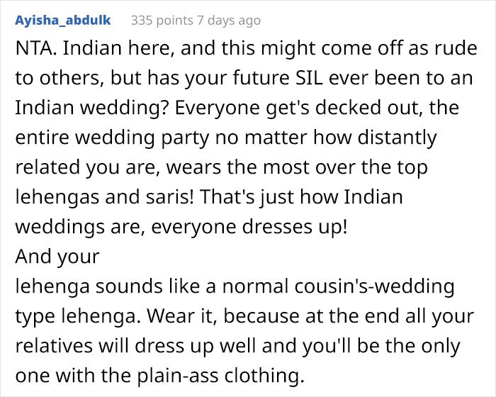 Bride Is Upset The Groom's Teen Cousin Will Upstage Her By Wearing A Traditional Indian Outfit To Their Wedding Bride Is Upset The Groom's Teen Cousin Will Upstage Her By Wearing A Traditional Indian Outfit To Their Wedding