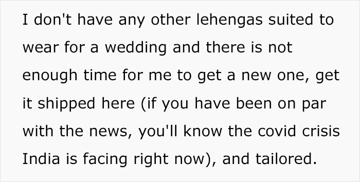 Bride Is Upset The Groom's Teen Cousin Will Upstage Her By Wearing A Traditional Indian Outfit To Their Wedding Bride Is Upset The Groom's Teen Cousin Will Upstage Her By Wearing A Traditional Indian Outfit To Their Wedding