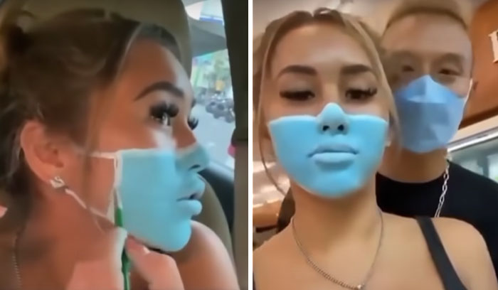 Influencer Ignores Bali’s Mandatory Mask Rule By Painting It On Her Face With Makeup And Gets Deported