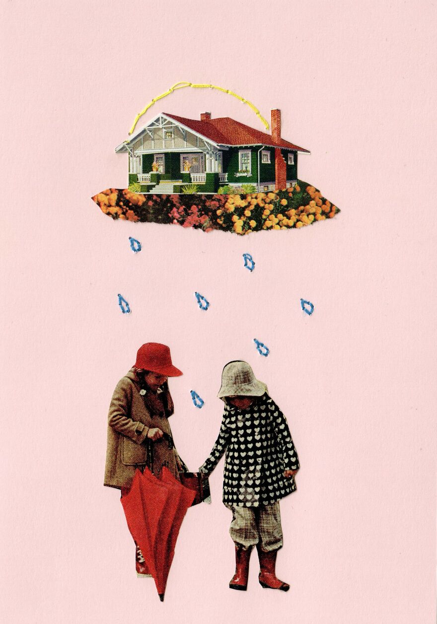 I Make Collages With Hand-Sewn Elements