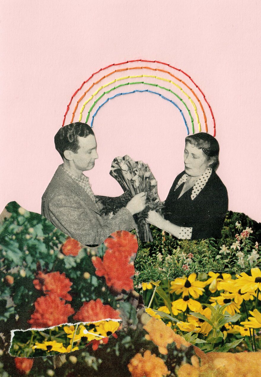 I Make Collages With Hand-Sewn Elements