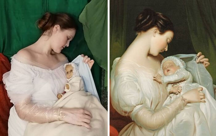 James Sant "The Artist's Wife Elizabeth With Their Daughter Mary Edith" (1852)