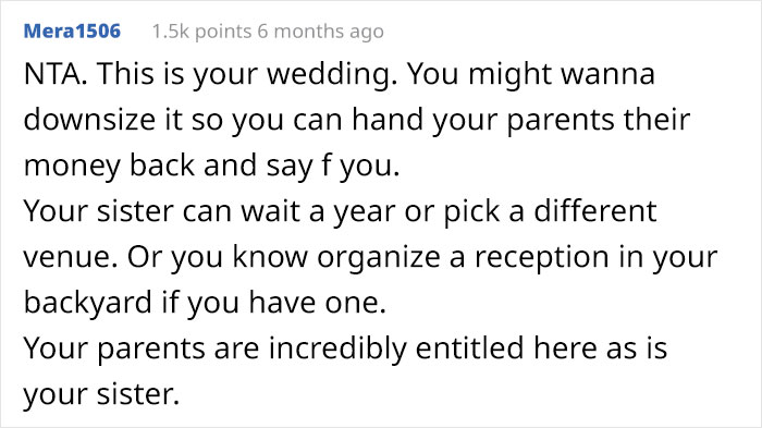 Parents Demand That The Bride Shares The Wedding With Her Sister And Her Toxic Fiancé - She Uninvites Them All Parents Demand That The Bride Shares The Wedding With Her Sister And Her Toxic Fiancé - She Uninvites Them All