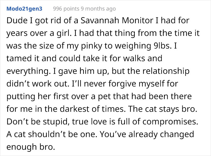 Man Gets An Ultimatum From His Vegan Girlfriend Who Demands He Give Away His Cat