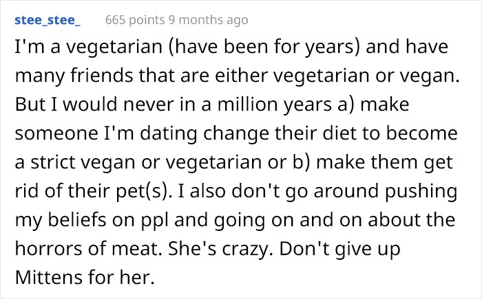 Man Gets An Ultimatum From His Vegan Girlfriend Who Demands He Give Away His Cat