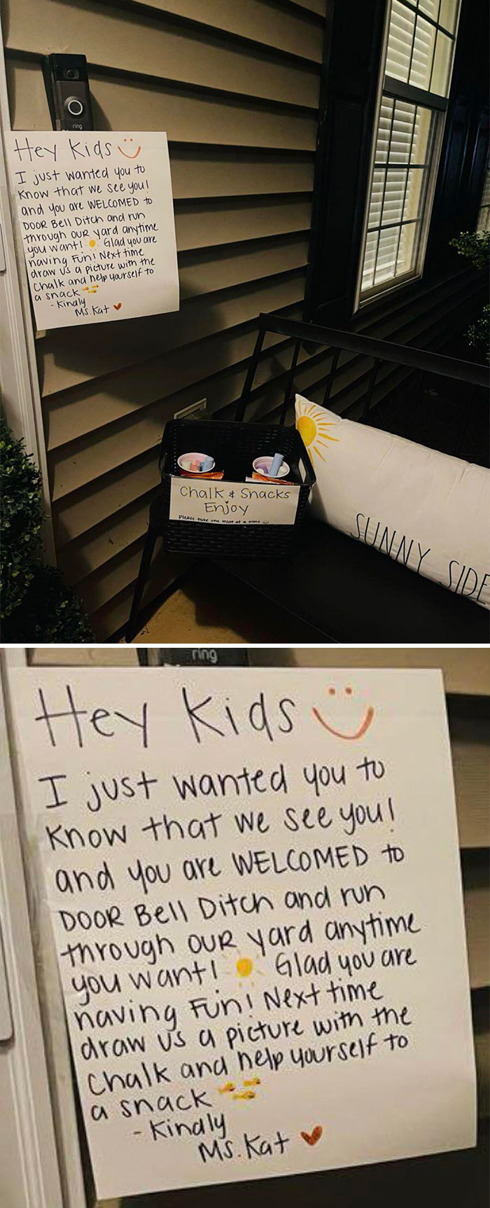 My Neighbor Encourages Kids To Ding Dong Ditch Her House. So Sweet!