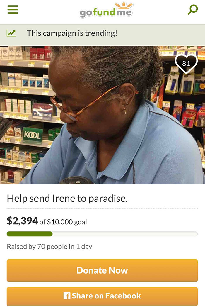 Lady At My Local Walgreens Has Been Working For 24 Years. Someone From The Neighborhood Started A Gofundme To Send Her On Vacation