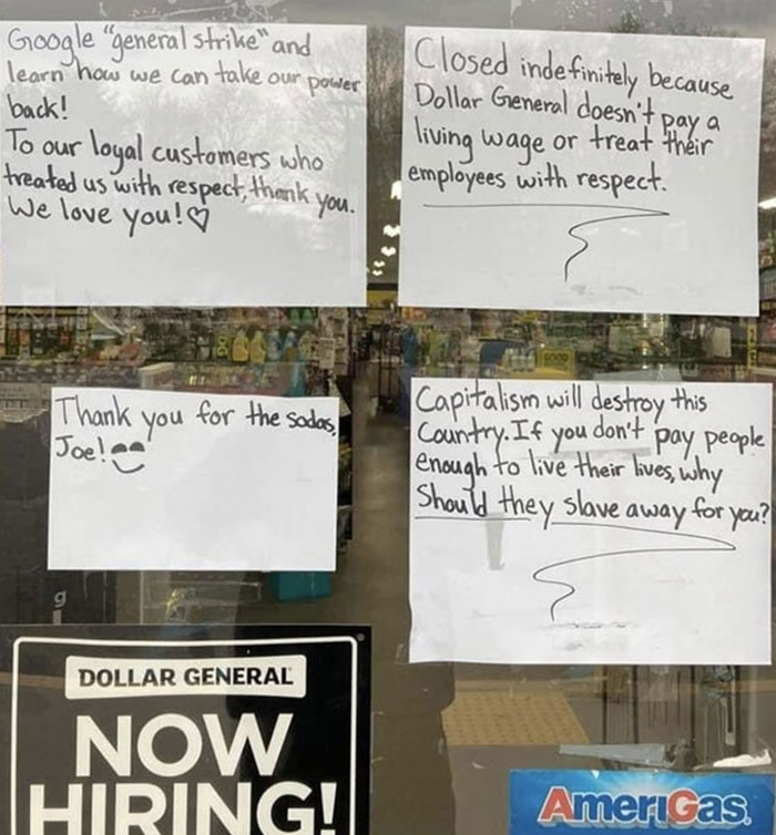 Workers Make Truthful Signs About Why Employers Are Facing Staff Shortages Workers Make Truthful Signs About Why Employers Are Facing Staff Shortages