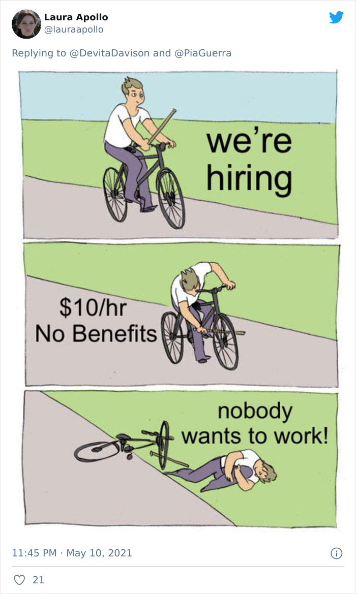 Workers Make Truthful Signs About Why Employers Are Facing Staff Shortages Workers Make Truthful Signs About Why Employers Are Facing Staff Shortages