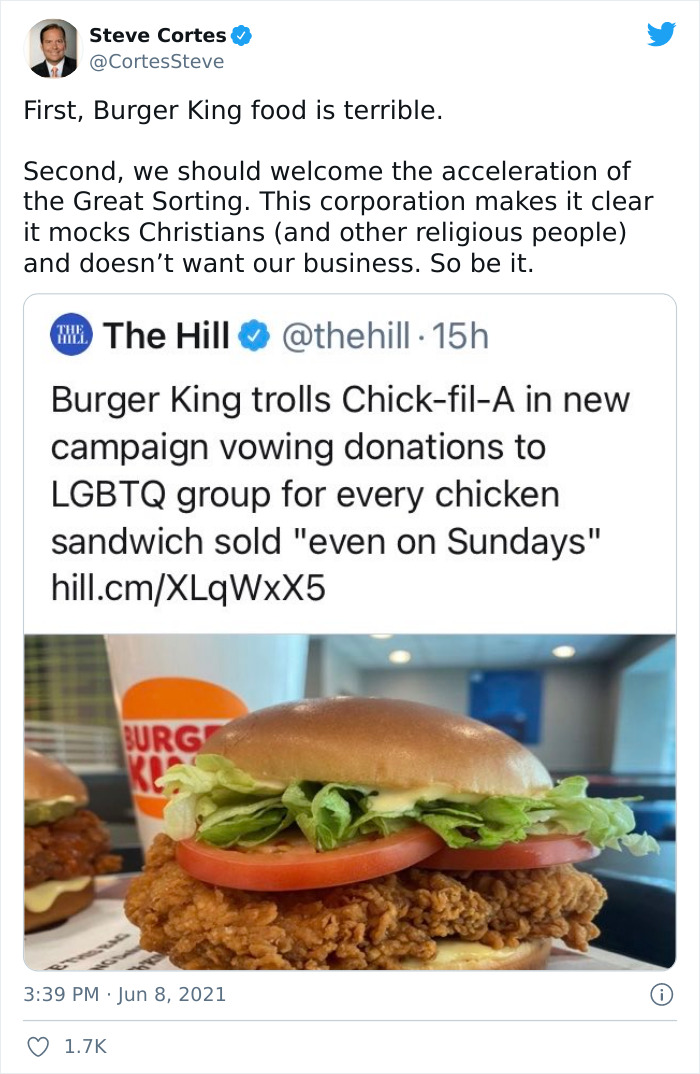 Chick-Fil-A Get Called Out By Burger King With Their Promise To Donate 40 Cents To LGBTQ+ Causes From Each Chicken Sandwich They Sell Chick-Fil-A Get Called Out By Burger King With Their Promise To Donate 40 Cents To LGBTQ+ Causes From Each Chicken Sandwich They Sell