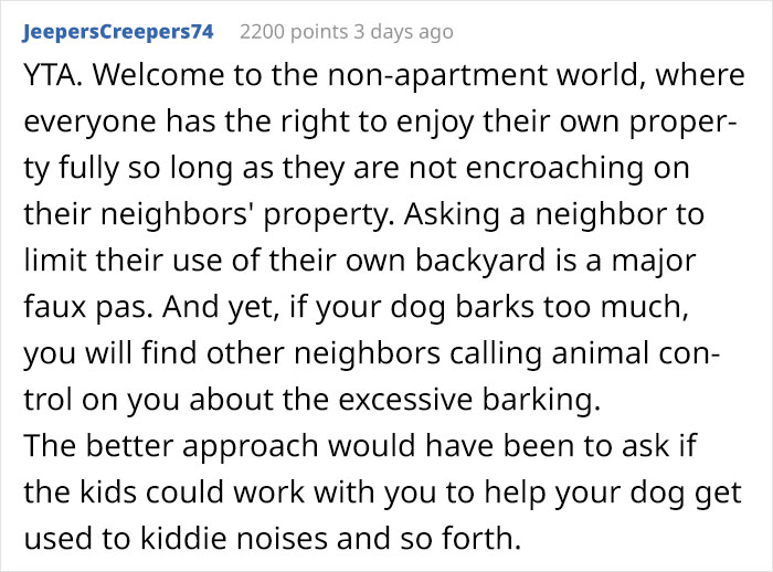 Entitled Woman Expects Neighbors To Keep Their Kids Inside So Her Dog Can Run Around Freely Entitled Woman Expects Neighbors To Keep Their Kids Inside So Her Dog Can Run Around Freely