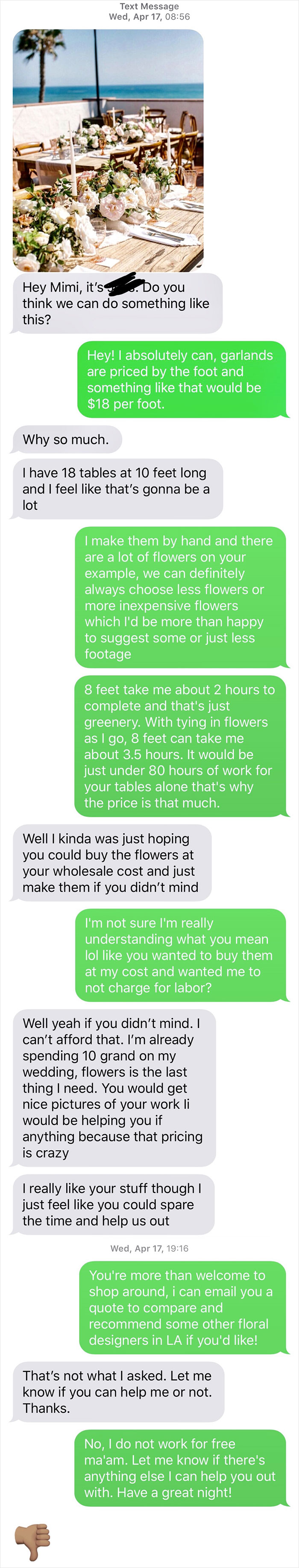 Need You To Work For Free, Can’t Pay You Because I’ve Already Paid Others 10 Grand For My Wedding, Lmk