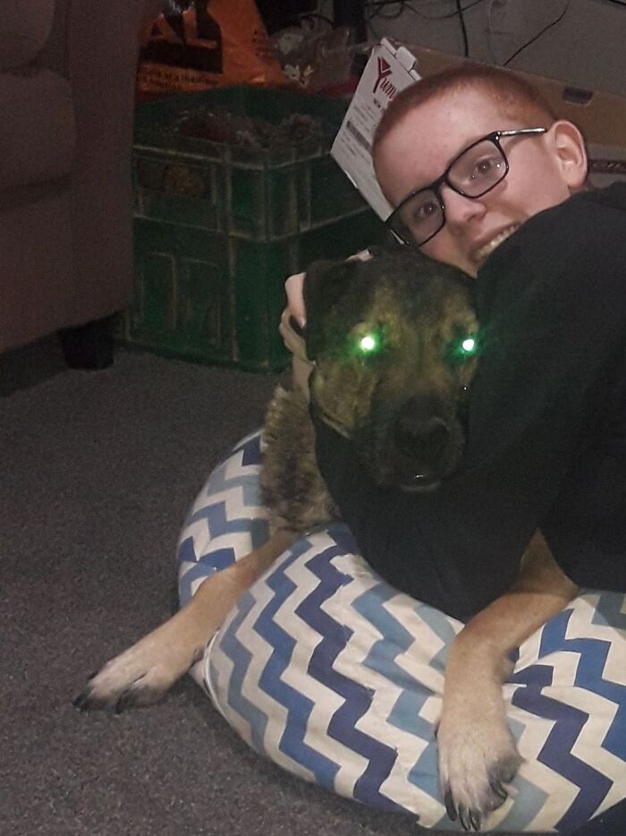 This Is Murphy He Needed To Be Put Down In The Middle Of 2020 Because His Back Legs Were Cuasing To Much Pain And He Was Named After One Of My First School Teachers And Thats Me With Him We Got Him Because My Doctor Said That Getting A Dog Would Help With My Stress As I Have Autism And Adhd