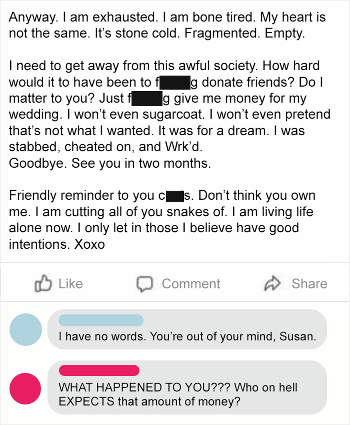 Bride Cancels Her Wedding Because Her Guests Didn't "Donate" A $1,500 Each To Fund The Event