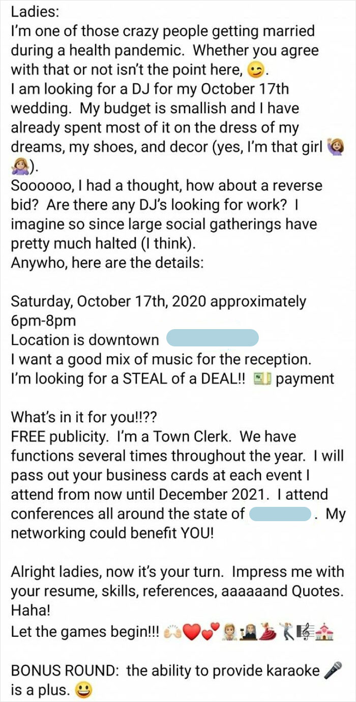 Covid Bride Town Clerk Wants You To Lowball Yourself For Some Free Publicity At Budget Meetings