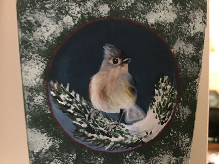 A Titmouse I Painted Some Years Ago...... It Holds My Scissors....
