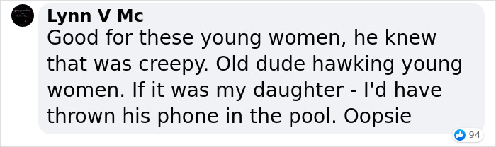 Woman Confronts A Creepy Guy Taking Photos Of Her And Her Friend At The Pool, Divides The Internet