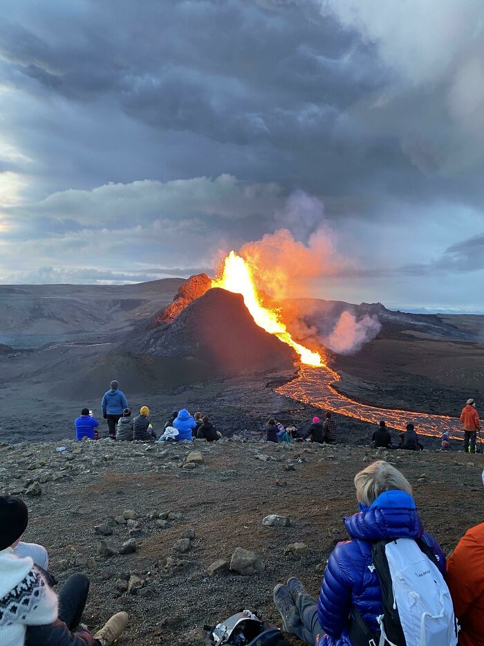 Went To See A Volcano That Is Only A Couple Of Kilometres Away From My Home. This Volcano Has Been Erupting For The Past Months In Iceland