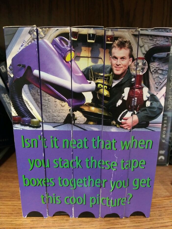 This Collection Of Mystery Science Theater 3000 VHS Tapes Creates An Image When Put Together