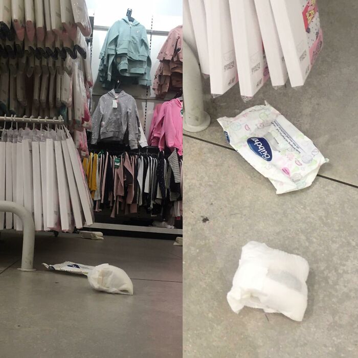 Parents Changed Their Kid And Left The Diaper And Empty Wet Wipes Pack In The Middle Of H&ms Kids Section