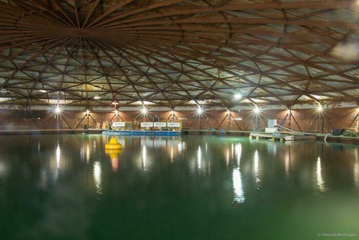 Huge Diving Tank In Duisburg, Germany. Contains A Plane Wreck, A Car And Several Other Debris