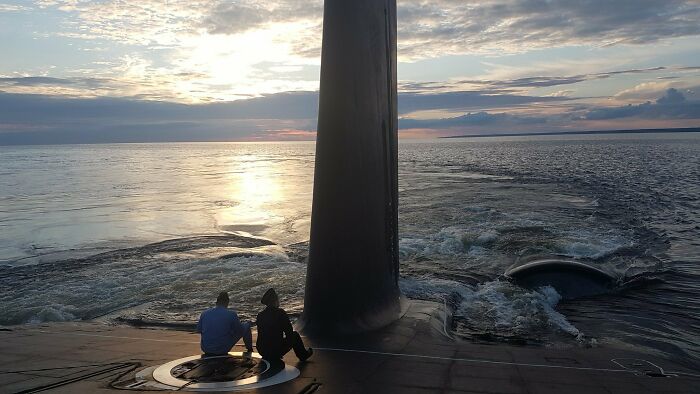 The Stern Of Russian Submarine Dmitri Donskoi, The Largest Submarine In The World, In Transit