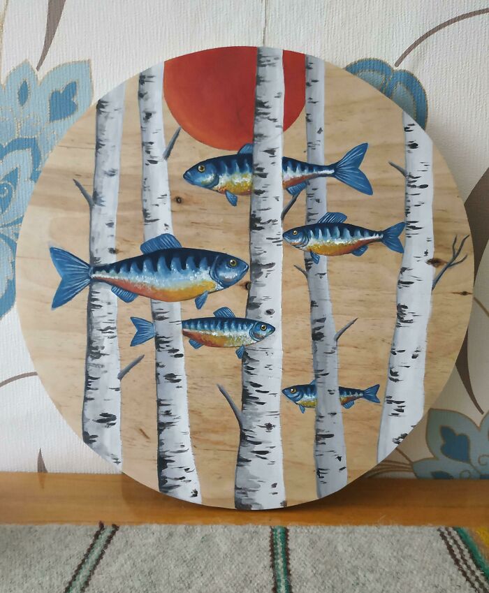 Painted This A While Back. Just Some Fishes Swimming In A Forest