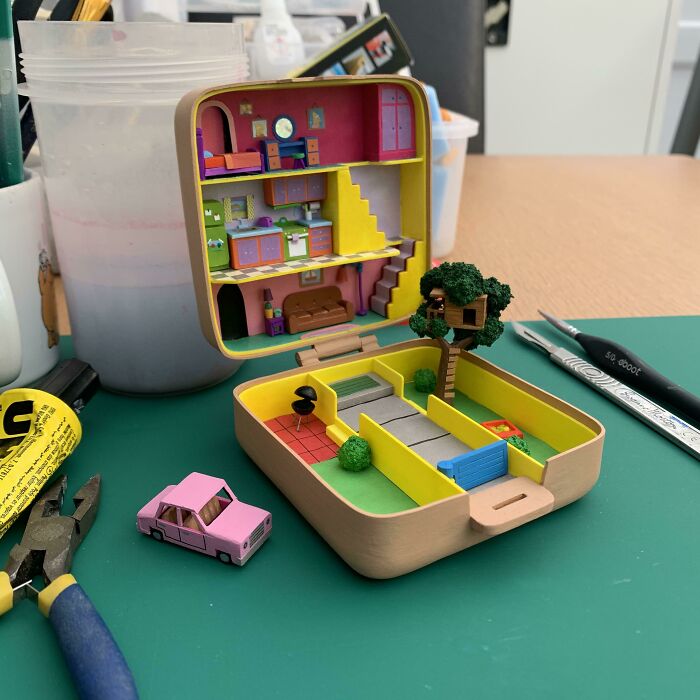My Quarantine Project! Made My Favourite Childhood Home, Simpsons ‘Polly Pocket’ Style 