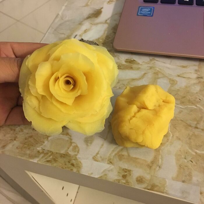 I Made A Yellow Rose With Play-Doh.