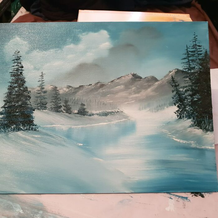 I Followed Along With Bob Ross For The First Time (First Time Using Oils Too)