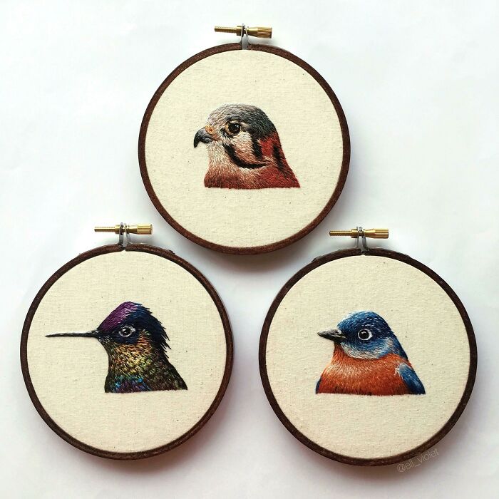 I Have Been Practicing A More Realistic Embroidery Approach By Making Birds!
