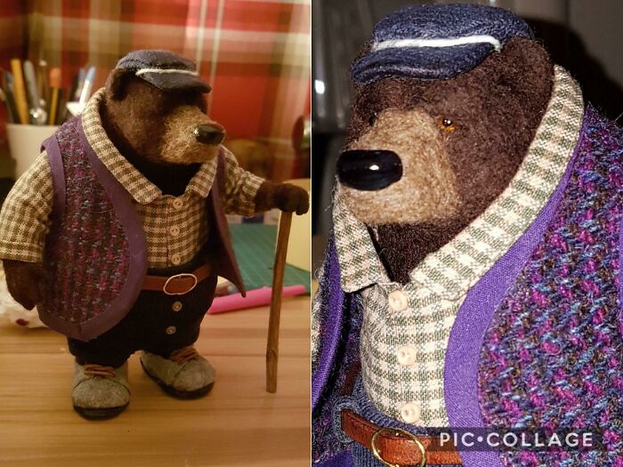 What Do You All Think About This Bear I Made?it Was The First Time I Did Needle Felting And First Time Sewing Anything. I’d Like To Make More Animals Too. He’s Made Completely From Scratch