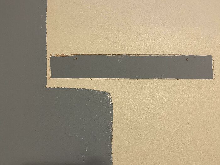 Removed A Wall Fixture That Came With The House To Repaint The Wall And Realized This Room Used To Be This Exact Color. Old Color In The Middle, New Paint On Left Edge