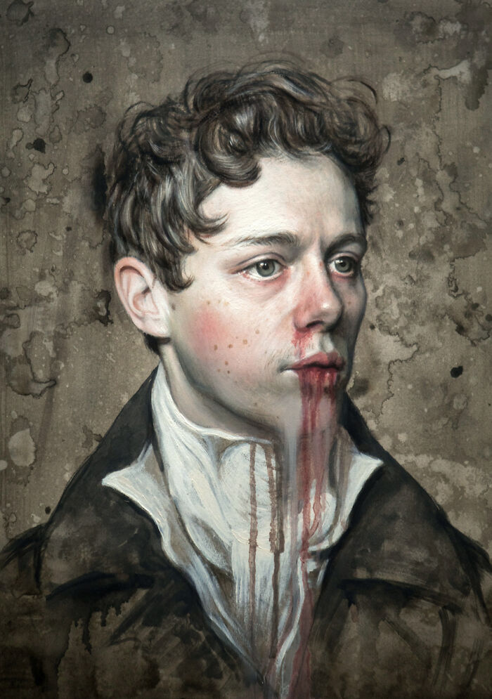 Some Of You May Remember My Husband's Lunatic Paintings Of His Father - Here's A Recent Self-Portrait