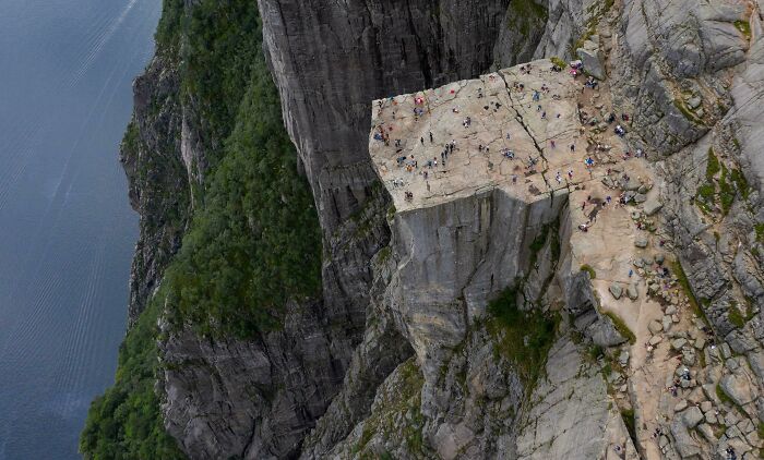 Pulpit Rock From Above With A Growing Crack