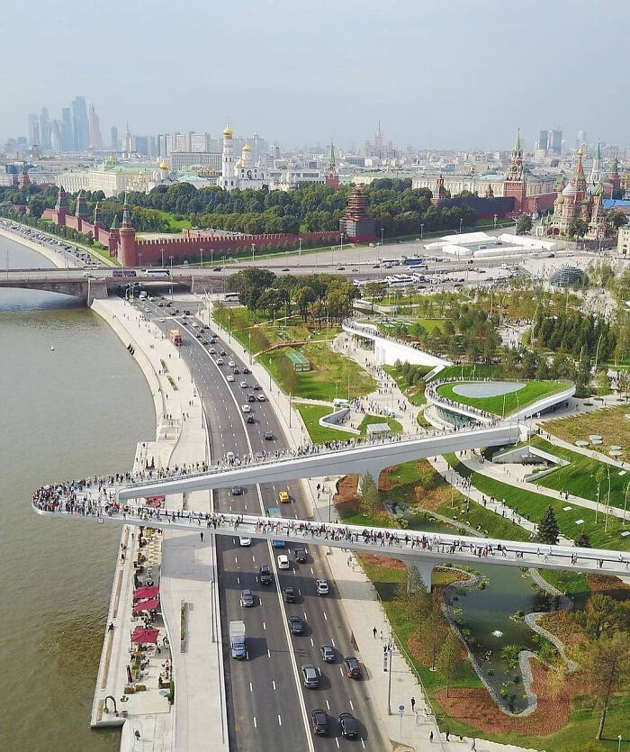"V" Shaped Bridge In Moscow, Russia